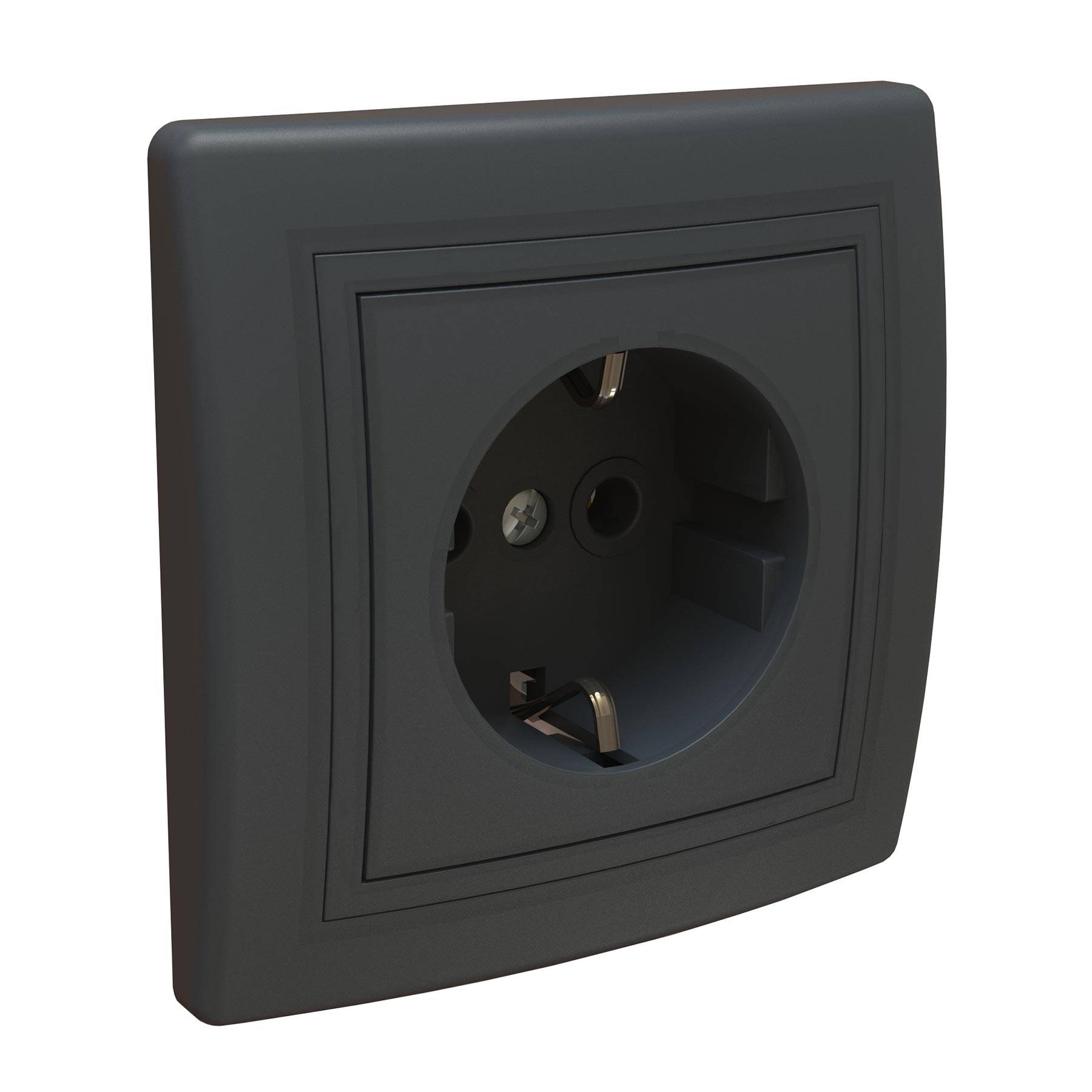 ALING-CONEL Unterputz-Steckdose mit Schutzkontakt 16AX/250V~ inkl.Rahmen Schwarz Soft Touch-4