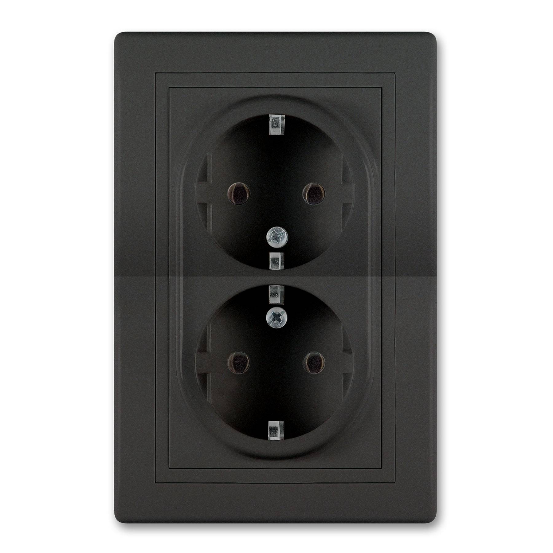 PRESTIGE-Line Doppelsteckdose Schwarz Soft Touch-0