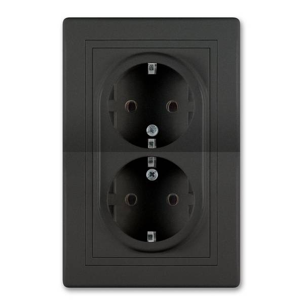 PRESTIGE-Line Doppelsteckdose Schwarz Soft Touch