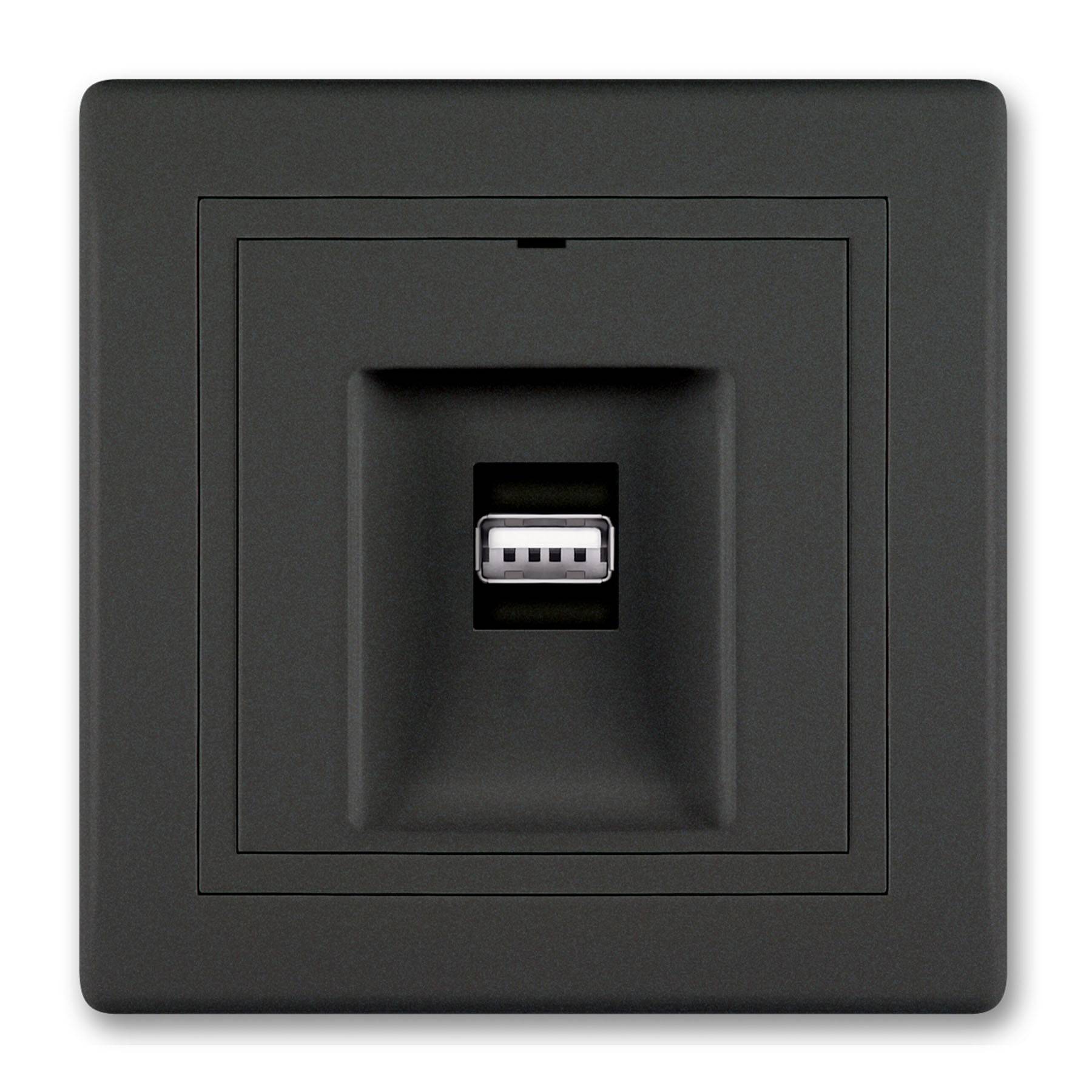 PRESTIGE-Line 1-fach USB Ladesteckdose Schwarz Soft Touch-0