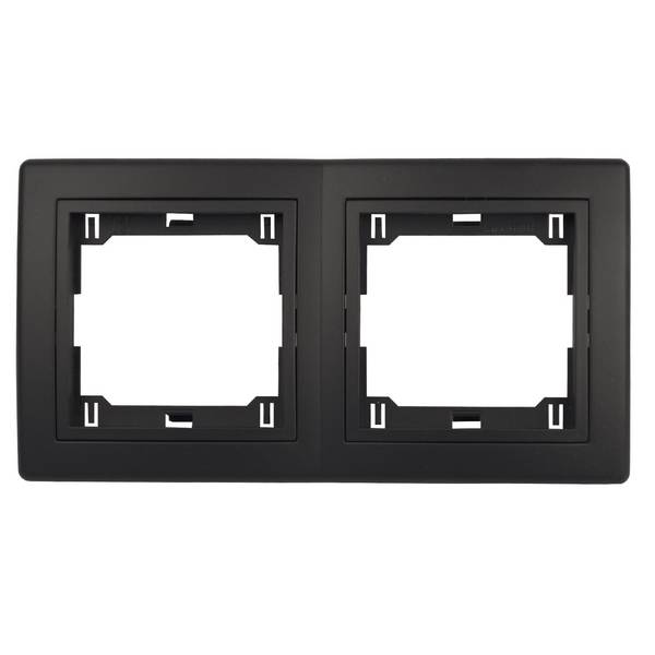 PrestigeLine Abdeckrahmen mit integriertem Zwischenrahmen Schwarz Matt Schwarz - 2-fach horizontal