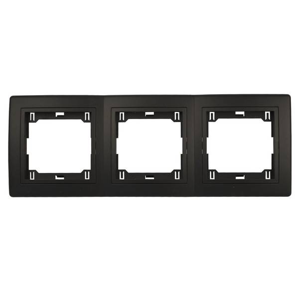 PrestigeLine Abdeckrahmen mit integriertem Zwischenrahmen Schwarz Matt Schwarz - 3-fach horizontal