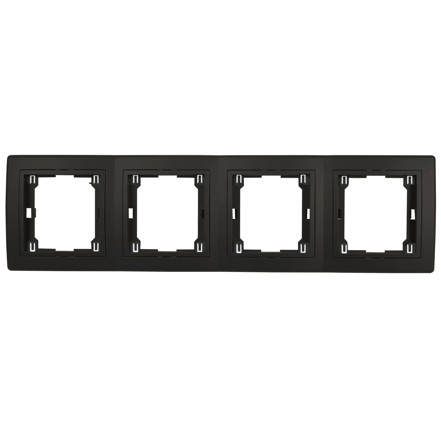 PrestigeLine Abdeckrahmen mit integriertem Zwischenrahmen Schwarz Matt Schwarz - 4-fach horizontal-0