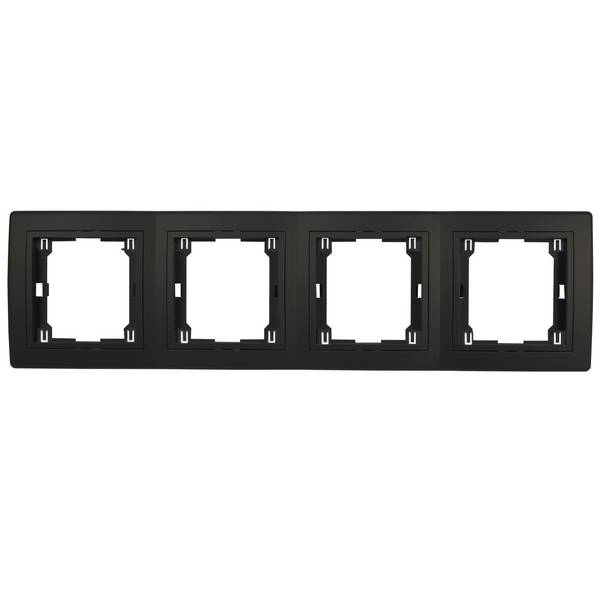 PrestigeLine Abdeckrahmen mit integriertem Zwischenrahmen Schwarz Matt Schwarz - 4-fach horizontal