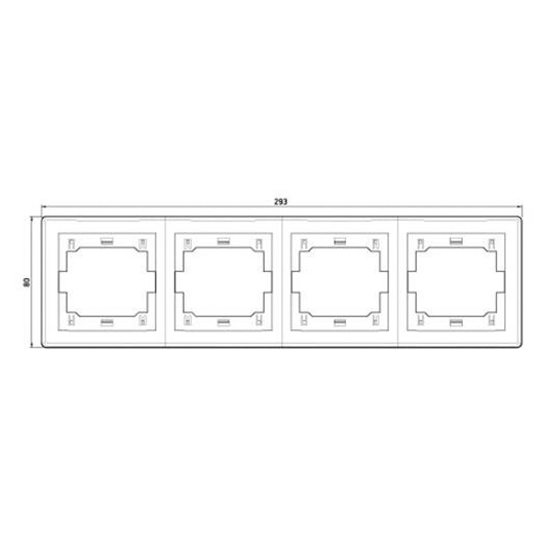 PrestigeLine Abdeckrahmen mit integriertem Zwischenrahmen Schwarz Matt Schwarz - 4-fach horizontal-1