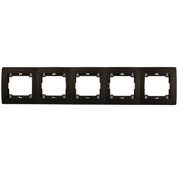 PrestigeLine Abdeckrahmen mit integriertem Zwischenrahmen Schwarz Matt Schwarz - 5-fach horizontal