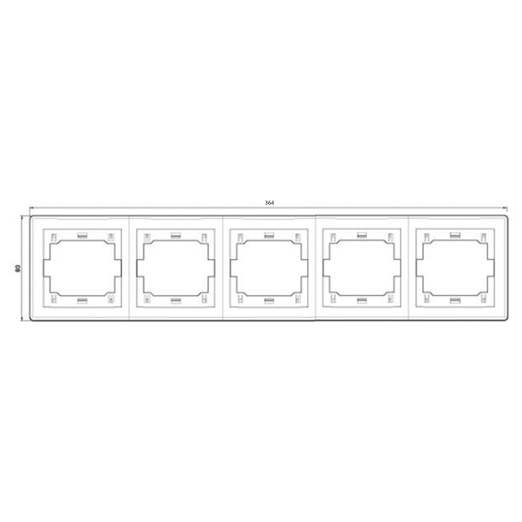 PrestigeLine Abdeckrahmen mit integriertem Zwischenrahmen Schwarz Matt Schwarz - 5-fach horizontal-1