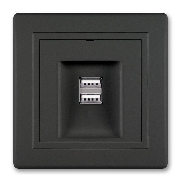ALING-CONEL 2-fach USB Ladesteckdose 5V/2.1A  inkl.Rahmen Schwarz Soft Touch
