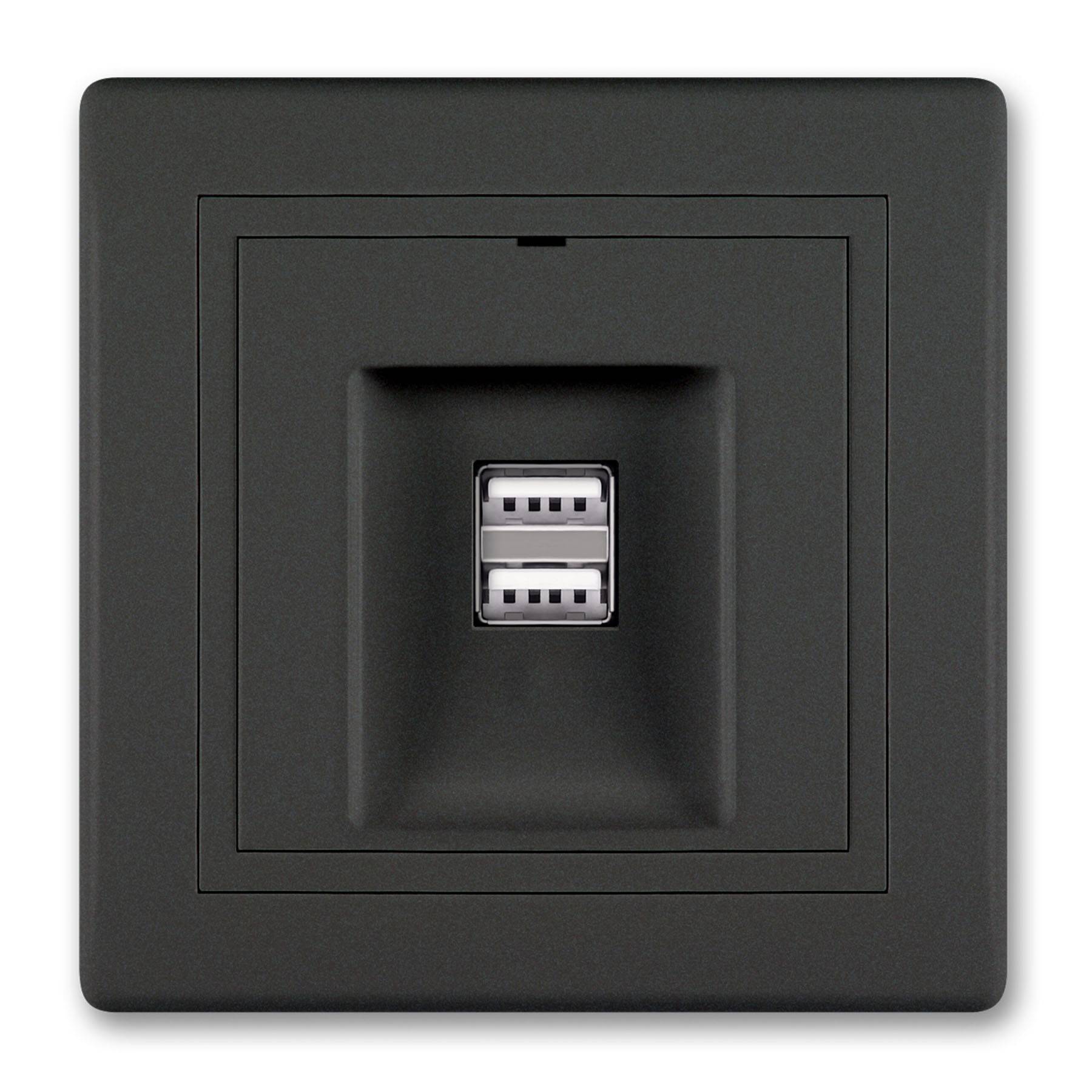ALING-CONEL 2-fach USB Ladesteckdose 5V/2.1A inkl.Rahmen Schwarz Soft Touch-0