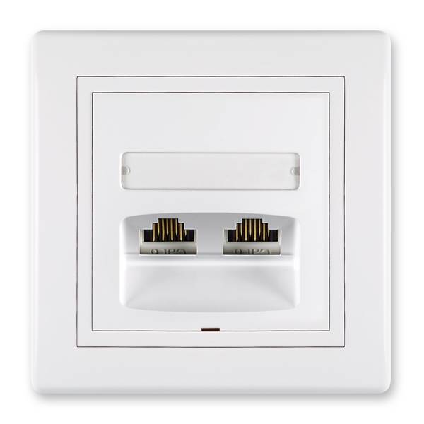 PRESTIGE-Line Unterputz-Datendose 2-fach  RJ 45 Cat 6 FTP (abgeschirmt) Keystone