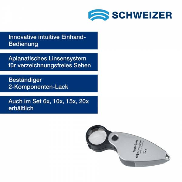 SCHWEIZER  Einschlaglupe Tech-Line 10 x / Ø 22,8 mm, aplanatisch