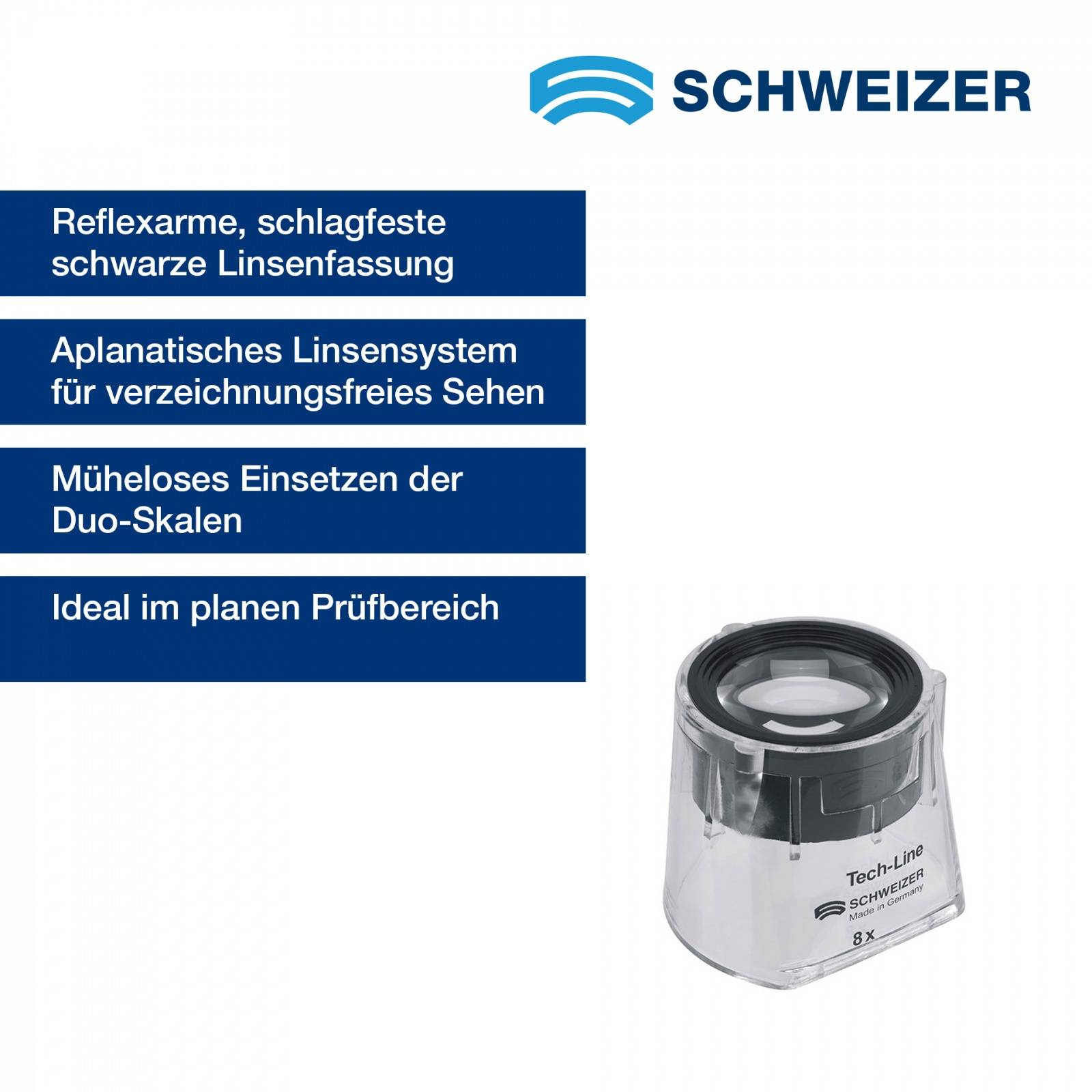 SCHWEIZER Standlupe Tech-Line FI x -FOKUS 8 x / Ø 30 mm, aplanatisch-0