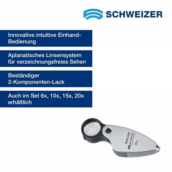 SCHWEIZER  Einschlaglupe Tech-Line 15 x / Ø 22,8 mm, aplanatisch