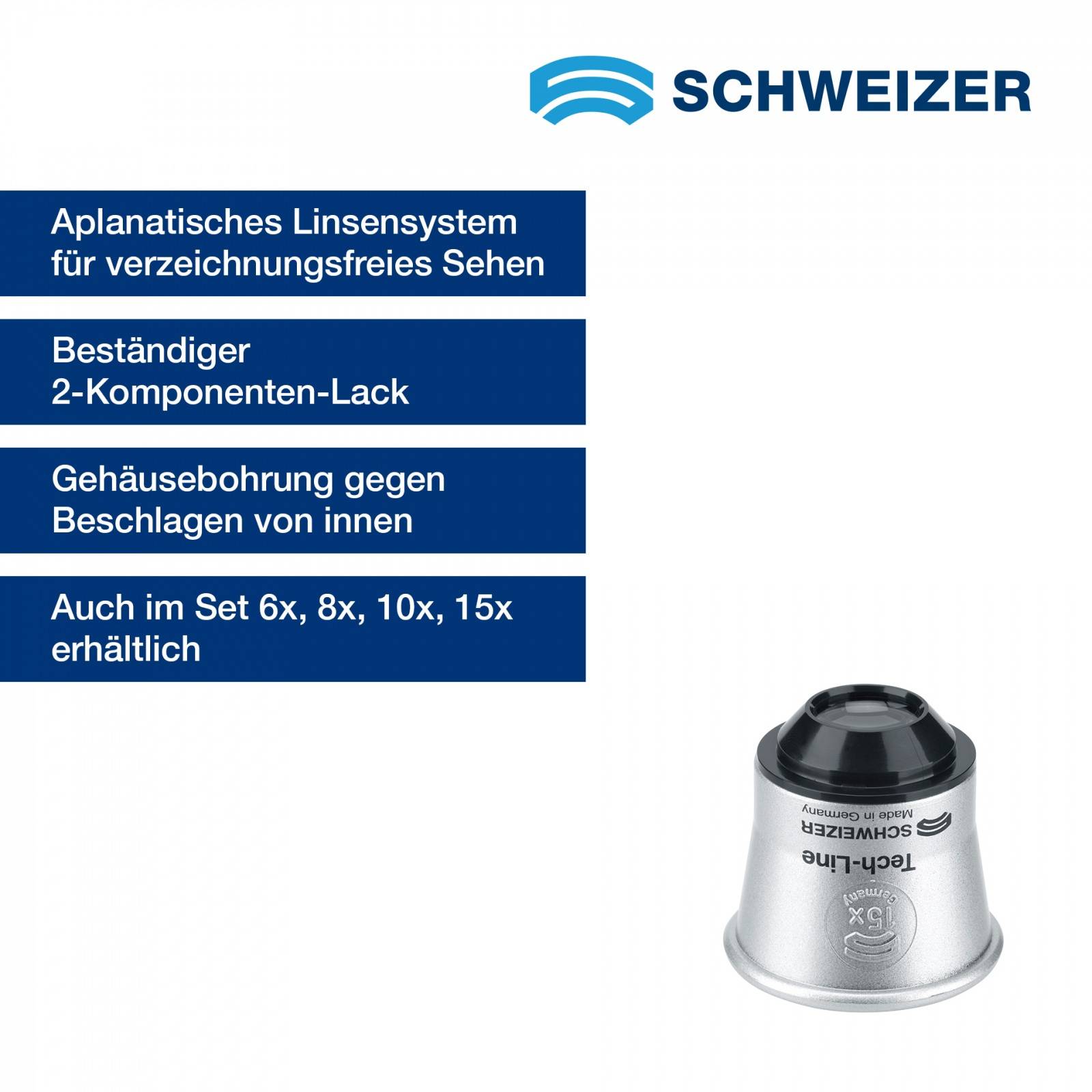 SCHWEIZER Uhrmacherlupe Tech-Line 15 x / Ø 16,2 mm, aplanatisch-0