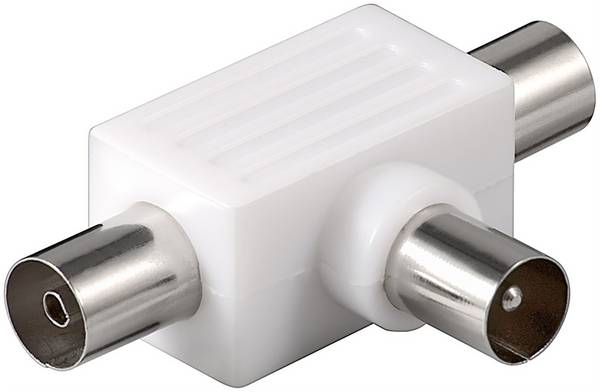 Goobay Koax T-Adapter: 2x Koax-Buchse - Koax-Stecker Kunststoff