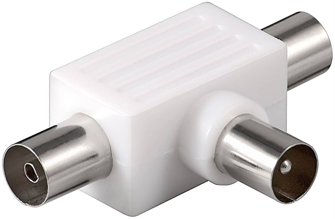 Goobay Koax T-Adapter: 2x Koax-Buchse - Koax-Stecker Kunststoff-0