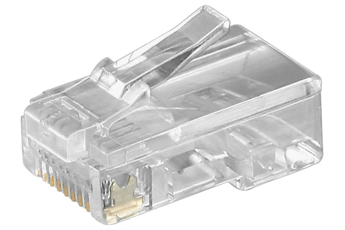 Goobay RJ45-Westernstecker für Flachkabel, 8 polig zum Crimpen an Telefonflachkabel, ungeschirmt RJ45-Stecker (8P8C)-0