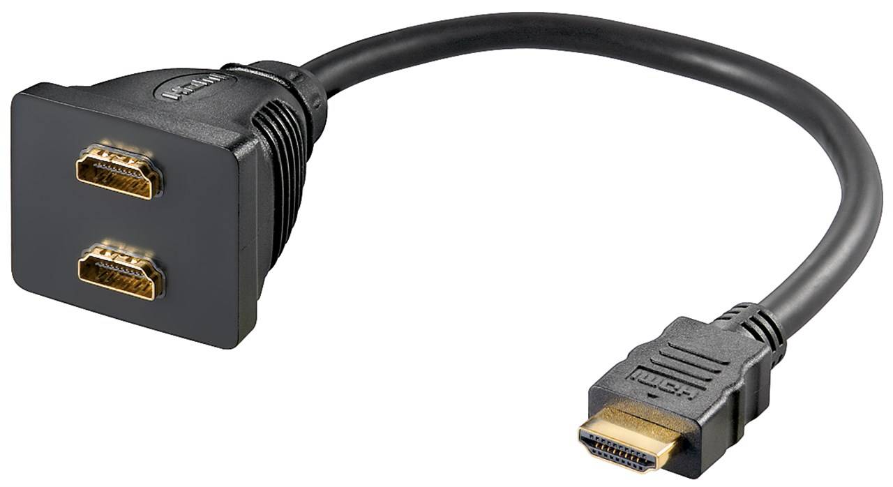 Goobay HDMI™-Kabeladapter, vergoldet 2x HDMI™-Buchse (Typ A) > HDMI™-Stecker (Typ A) 0.1 m-0