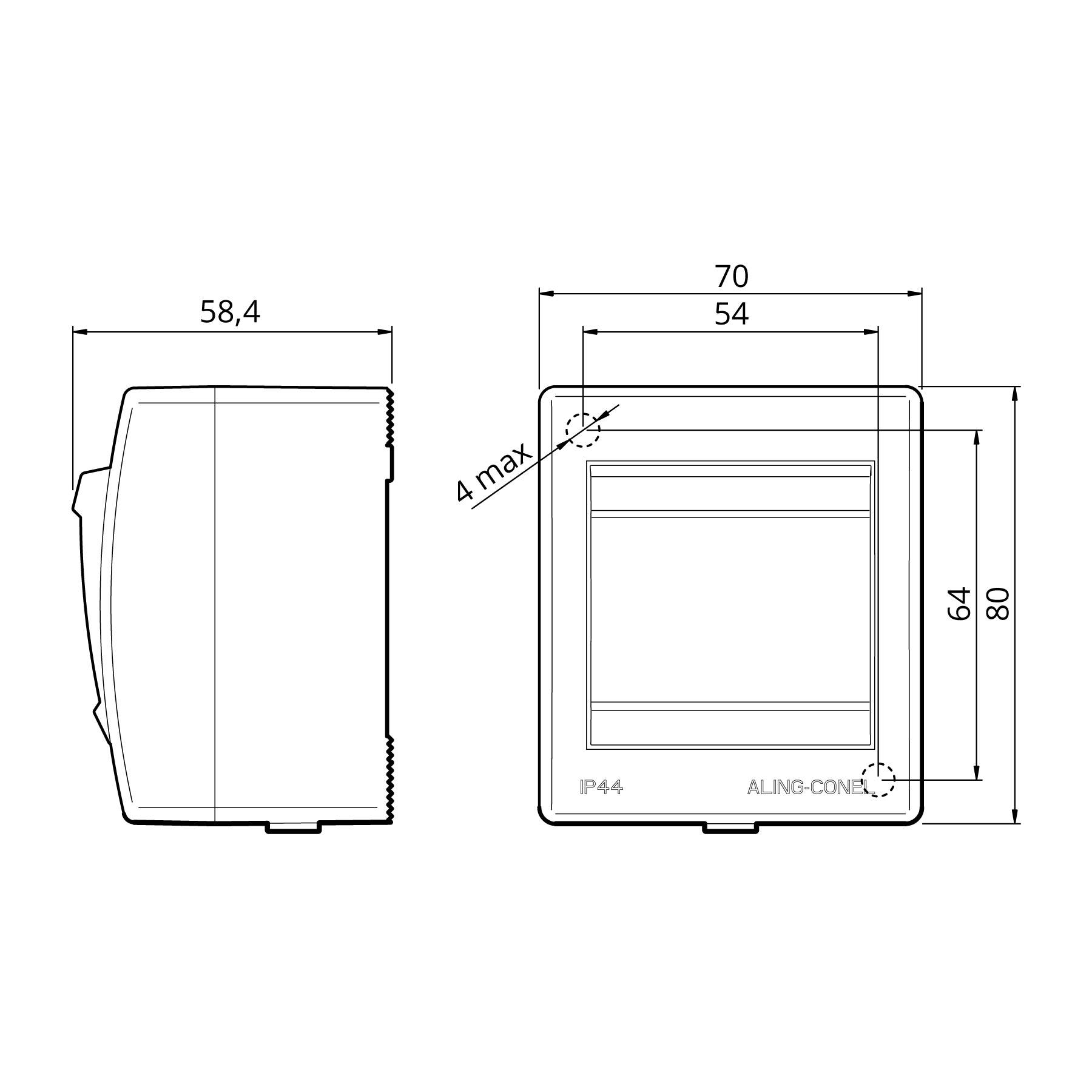 ALING-CONEL Ein/Aus Aufputz Schalter mit Glimmlampe (Wippschalter) 10AX/250V~ / IP 44 - Grau-4