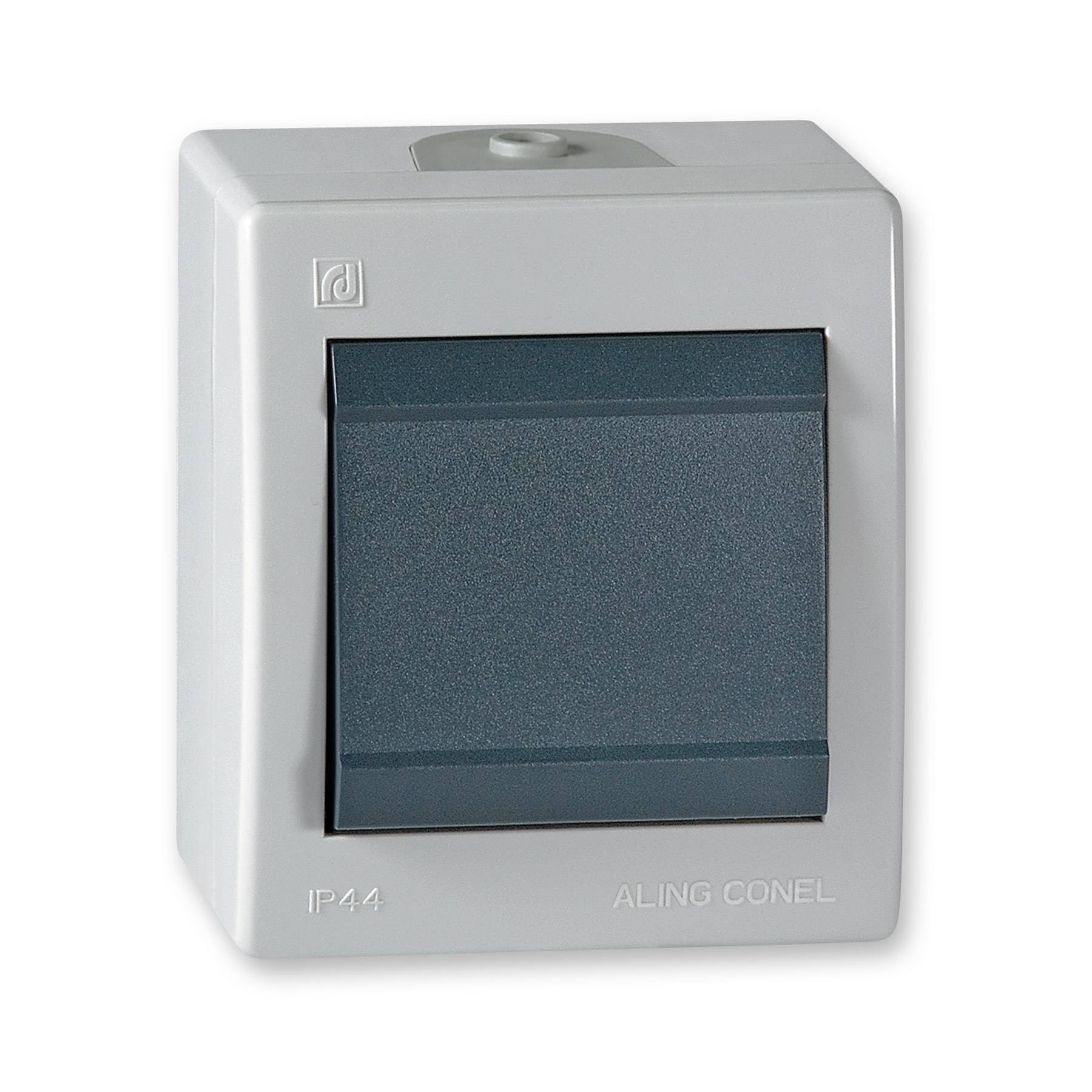 ALING-CONEL Ein/Aus Aufputz Schalter mit Wippe, 10AX/250V~ / IP 44 - Grau-0
