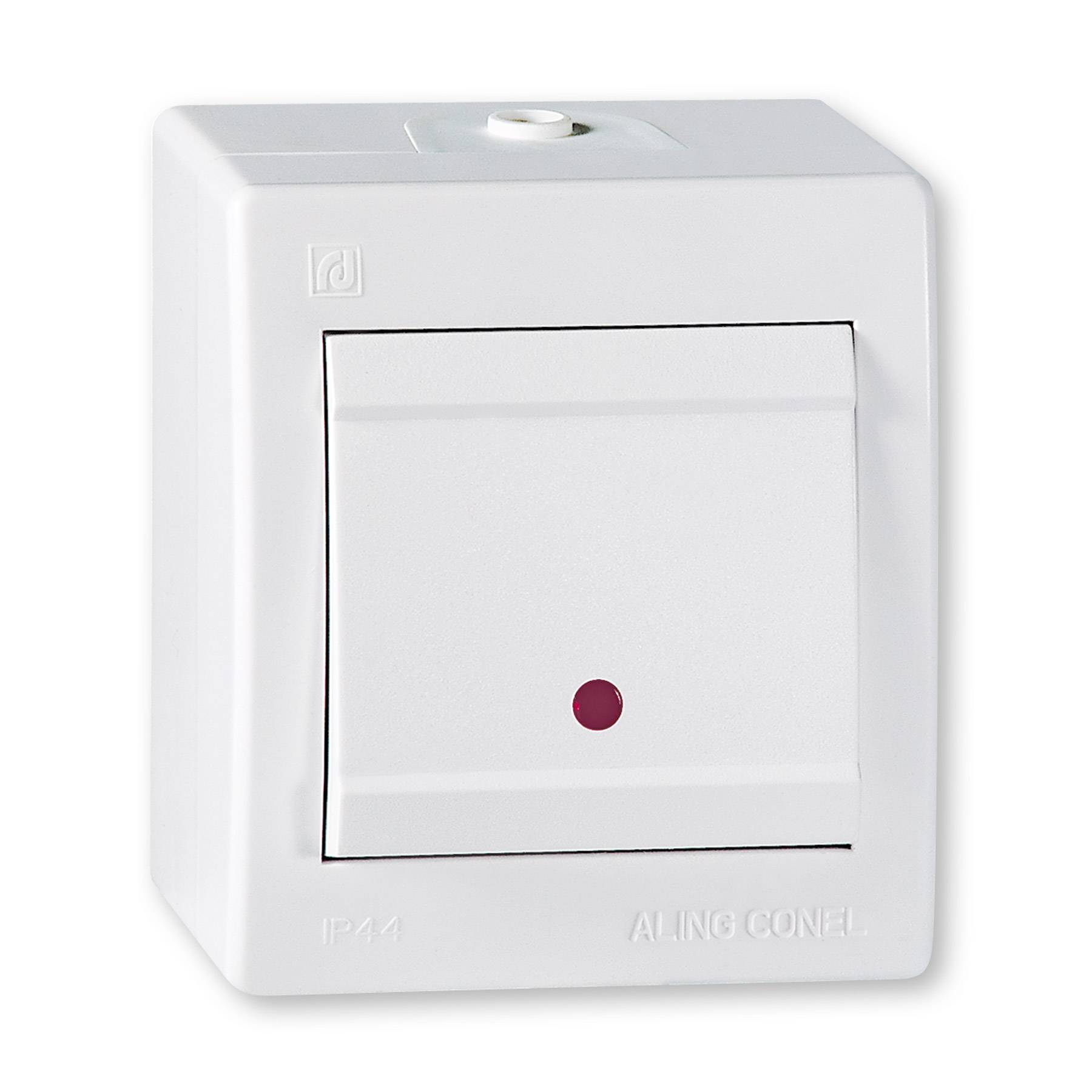 ALING-CONEL Aufputz Kreuzschalter mit Glimmlampe (Wippschalter) 10AX/250V~ / IP 44 - Weiß-0