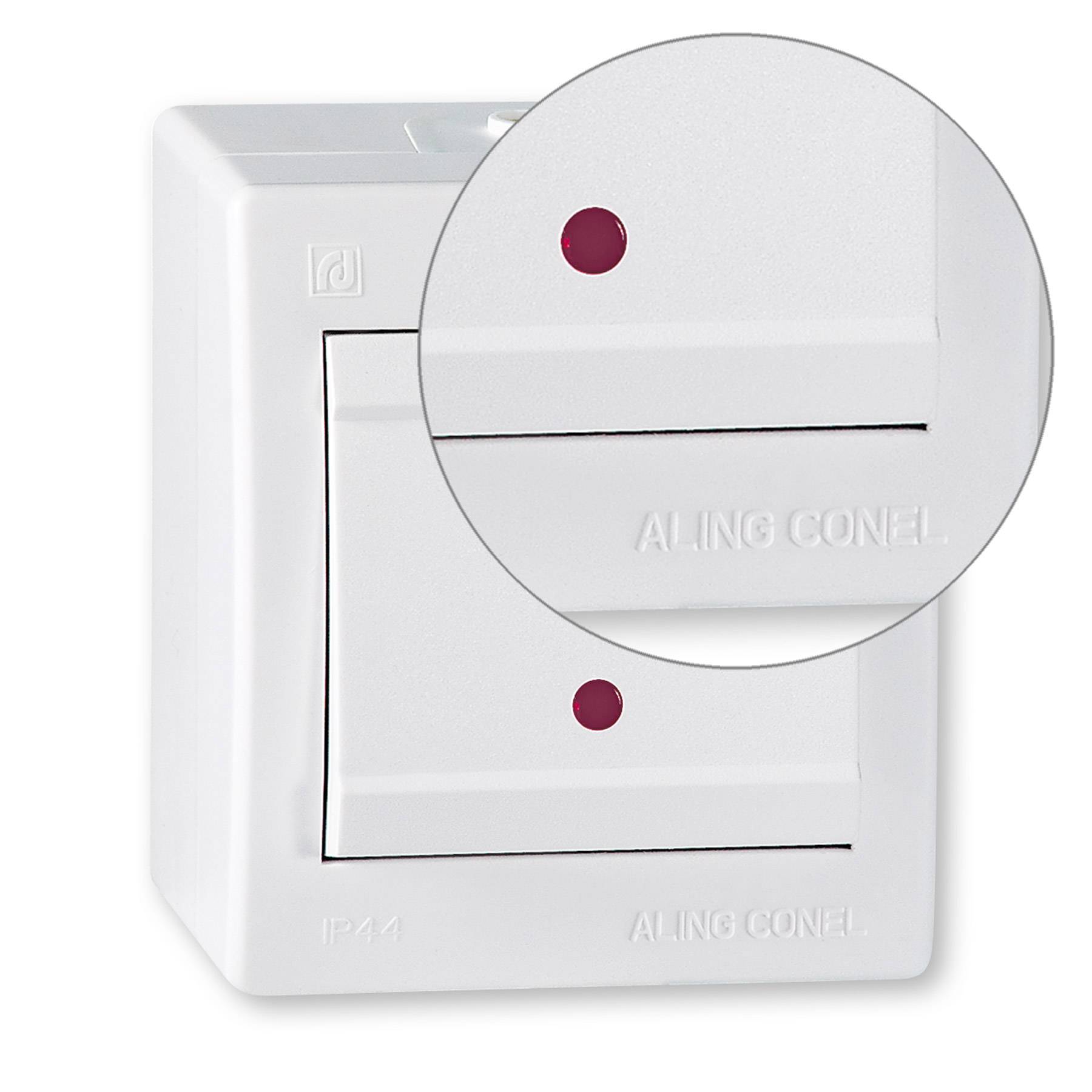 ALING-CONEL Aufputz Kreuzschalter mit Glimmlampe (Wippschalter) 10AX/250V~ / IP 44 - Weiß-2