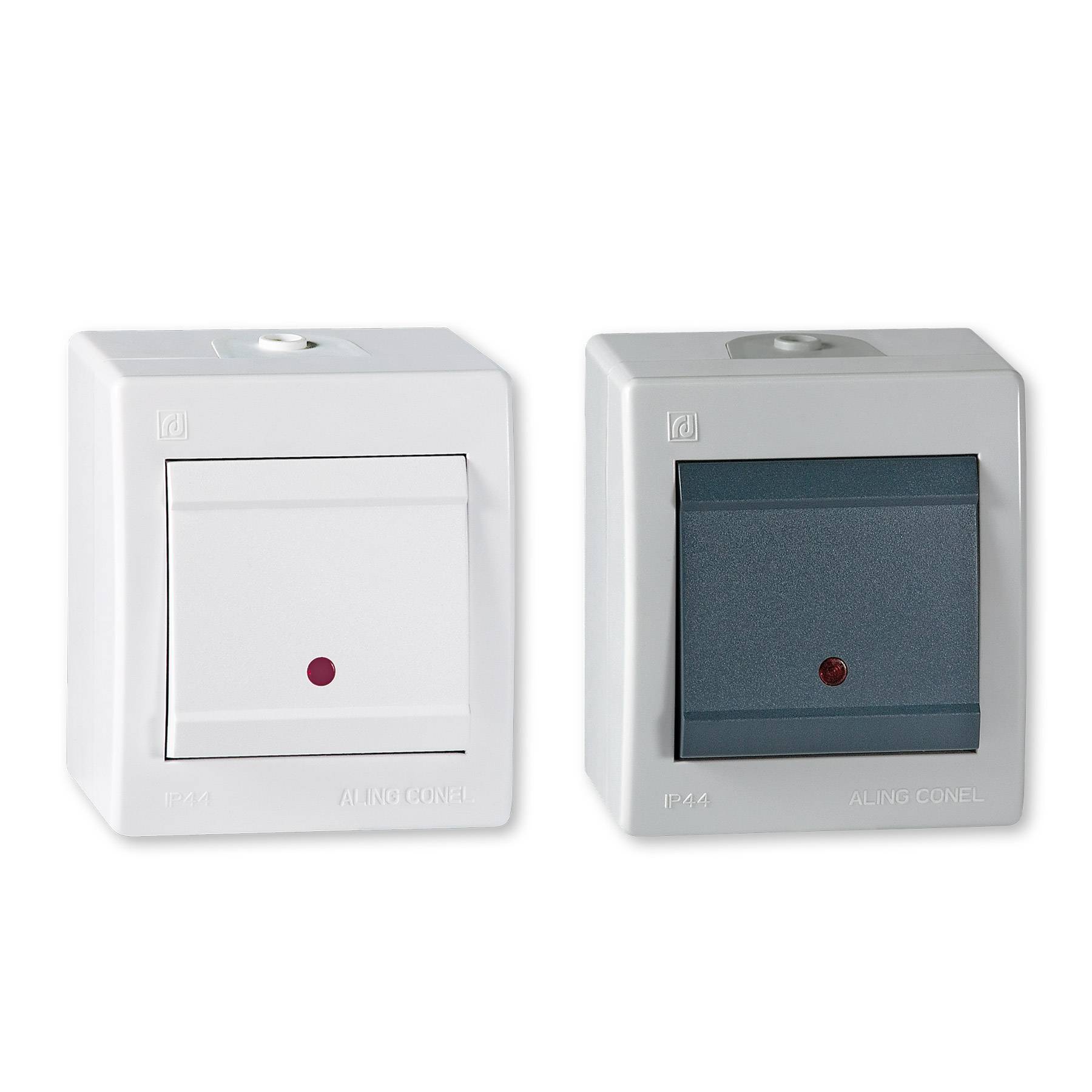 ALING-CONEL Aufputz Kreuzschalter mit Glimmlampe (Wippschalter) 10AX/250V~ / IP 44 - Weiß-3