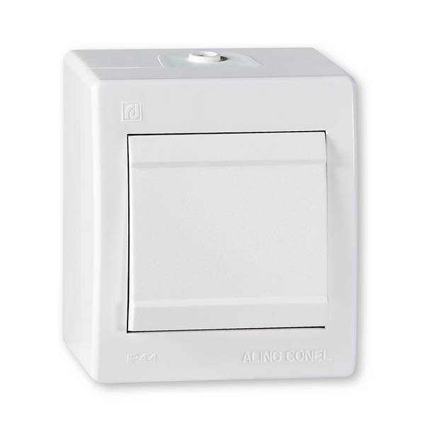 ALING-CONEL Aufputz Kreuzschalter (Wippschalter) 10AX/250V~ / IP 44 - Weiß