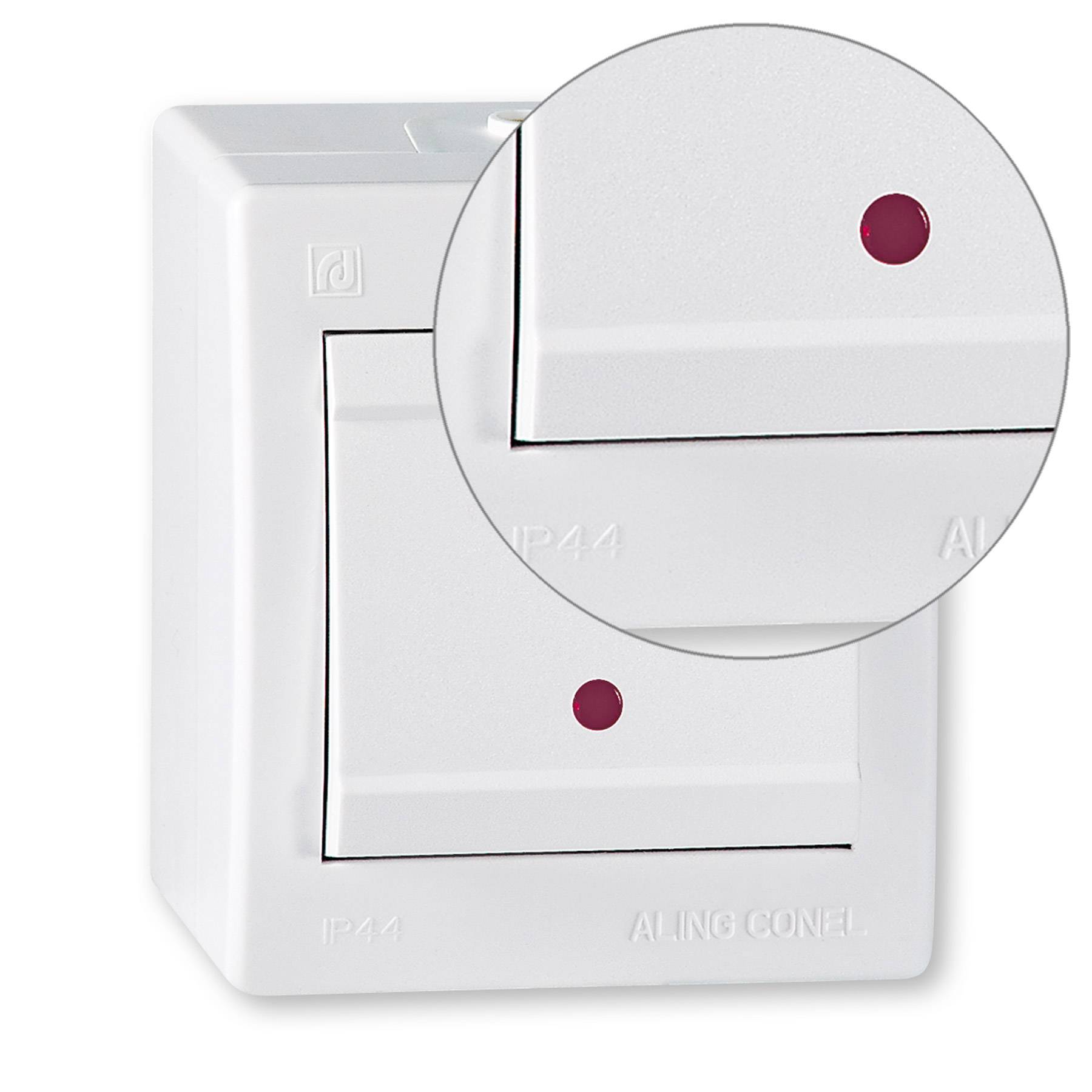 ALING-CONEL Aufputz Wechselschalter mit Glimmlampe (Wippschalter) 10AX/250V~ / IP 44 - Weiß-2