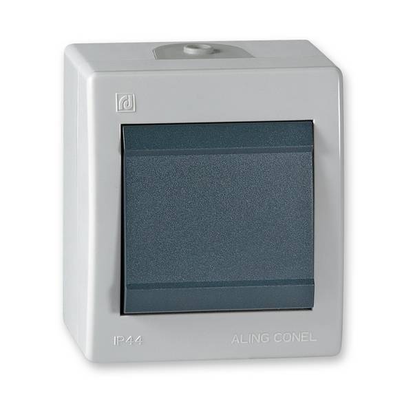 ALING-CONEL Aufputz Wechselschalter mit Wippe 10AX/250V~ / IP 44 - Grau