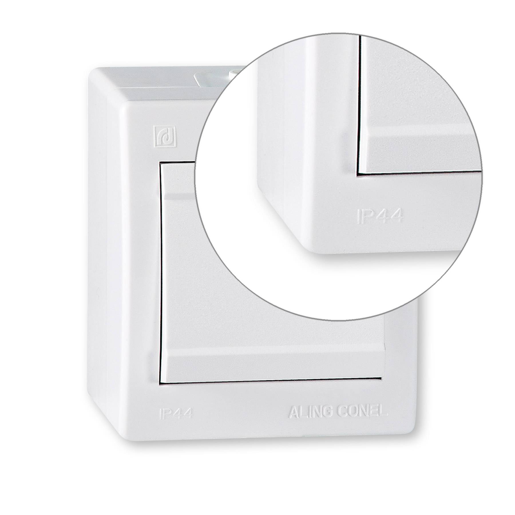 ALING-CONEL Ein/Aus Aufputz Schalter mit Wippe, 10AX/250V~ / IP 44 - Weiß-1
