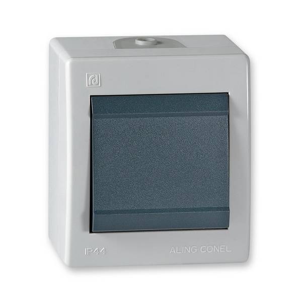 ALING-CONEL Aufputz Kreuzschalter (Wippschalter) 10AX/250V~ / IP 44 - Grau