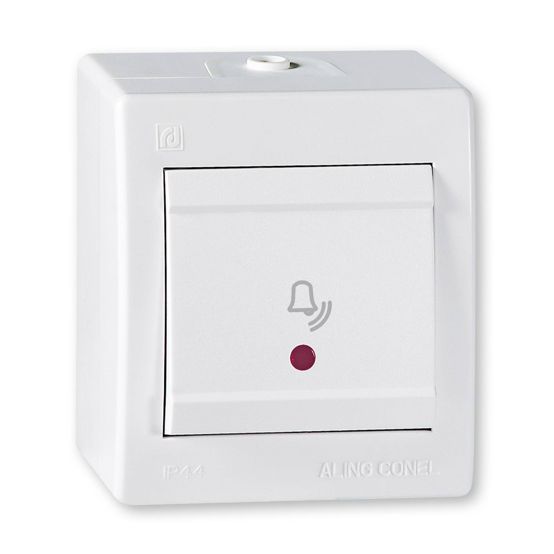 ALING-CONEL Aufputz Klingeltaster mit Glimmlampe 10AX/250V~ / IP 44 - Weiß-0