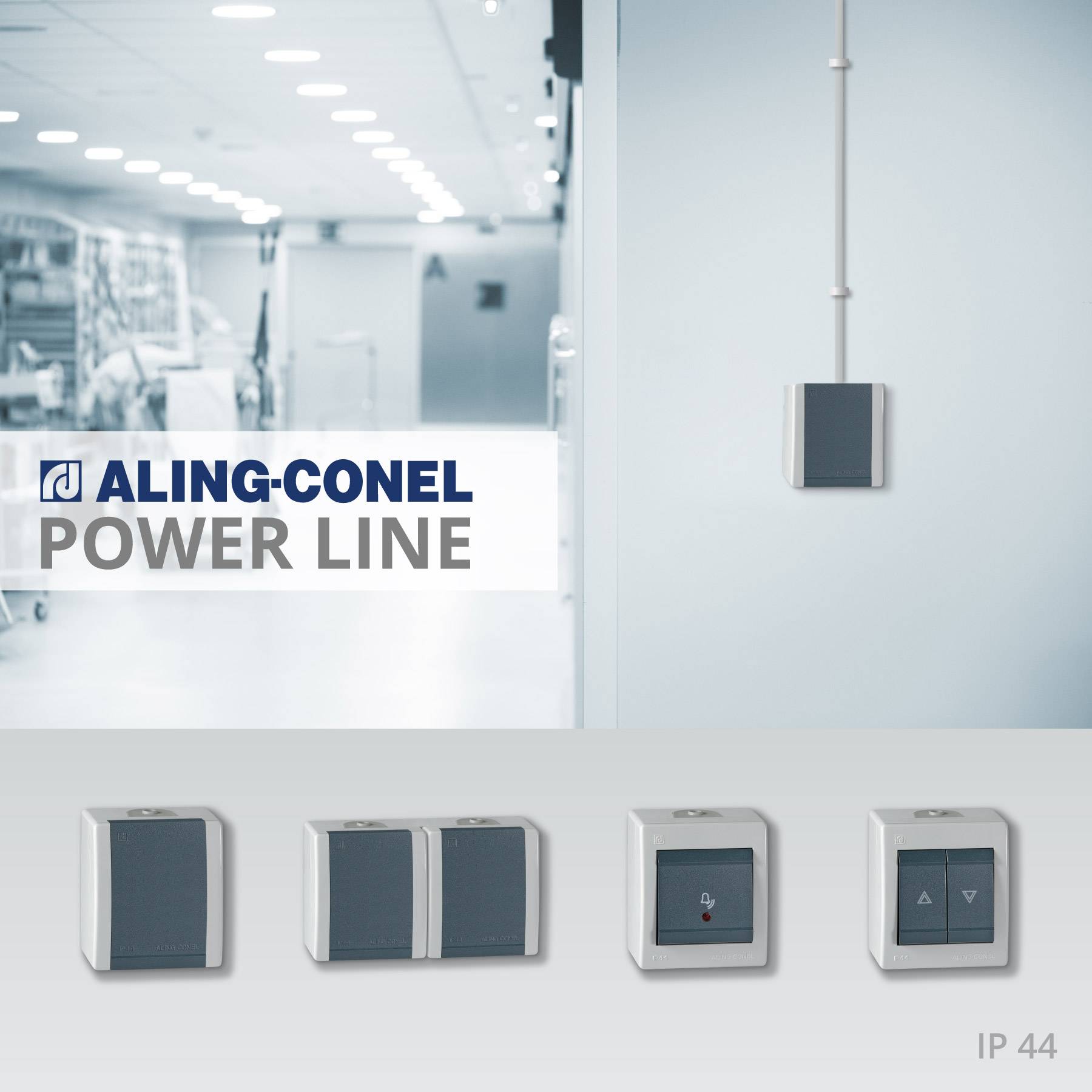 ALING-CONEL Aufputz Klingeltaster mit Glimmlampe 10AX/250V~ / IP 44 - Weiß-1