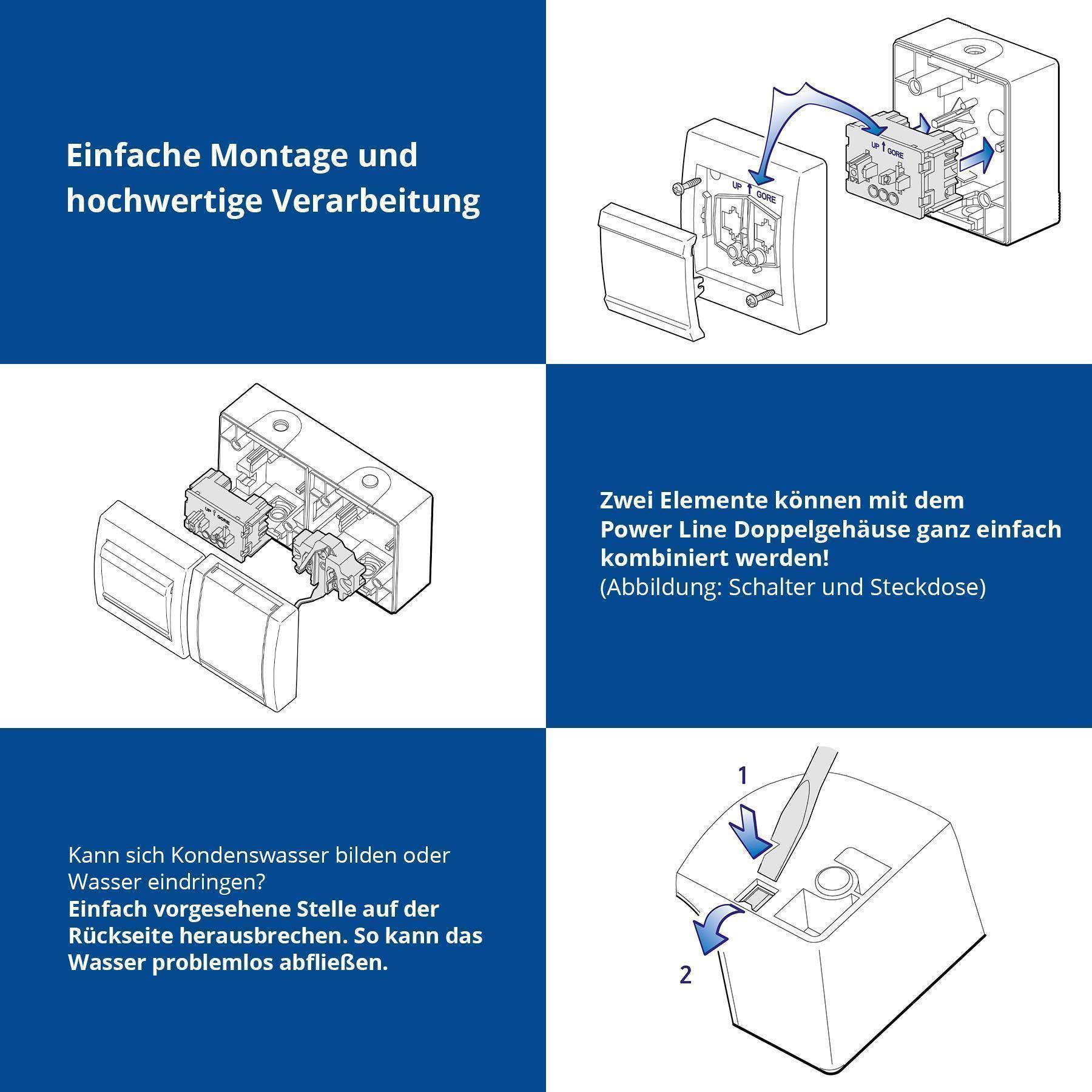 ALING-CONEL Aufputz Klingeltaster mit Glimmlampe 10AX/250V~ / IP 44 - Weiß-2