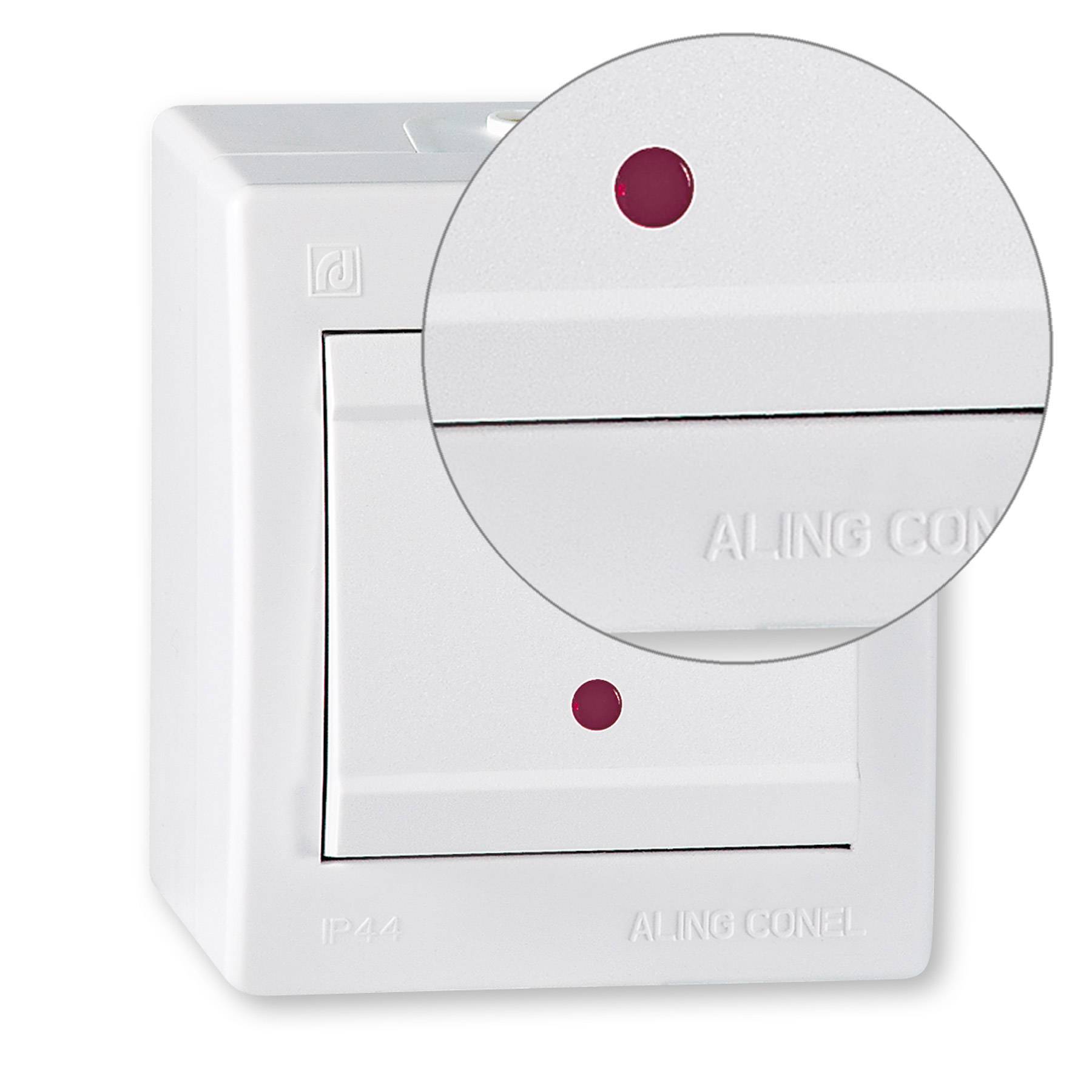 ALING-CONEL Ein/Aus Aufputz Schalter mit Glimmlampe (Wippschalter) 10AX/250V~ / IP 44 - Weiß-2