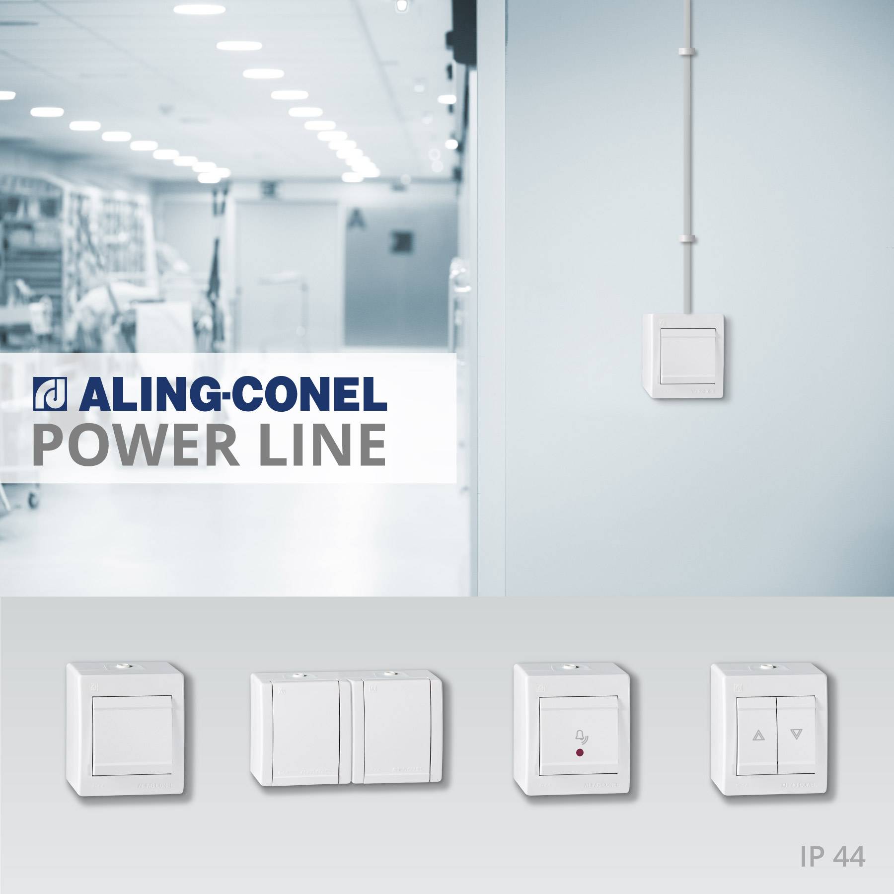 ALING-CONEL 2-fach Aufputz Schutzkontakt Steckdose mit Klappdeckel 16A/250V~ / IP44 - Weiß-1