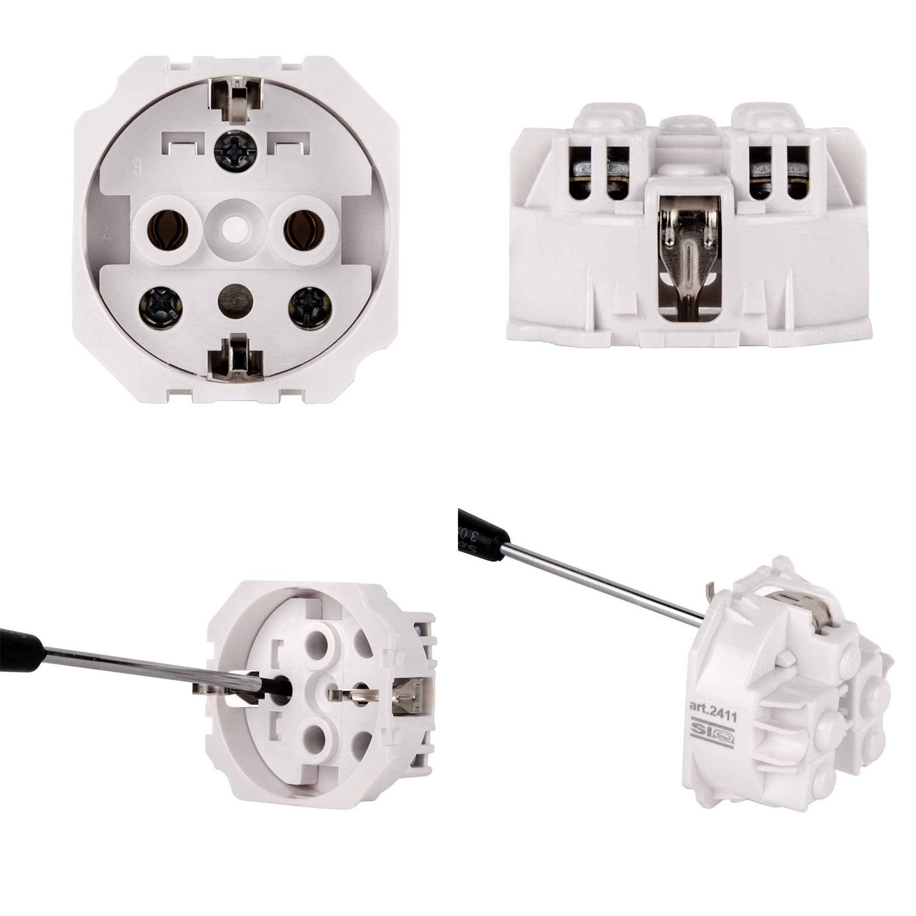 ALING-CONEL 2-fach Aufputz Schutzkontakt Steckdose mit Klappdeckel 16A/250V~ / IP44 - Weiß-3