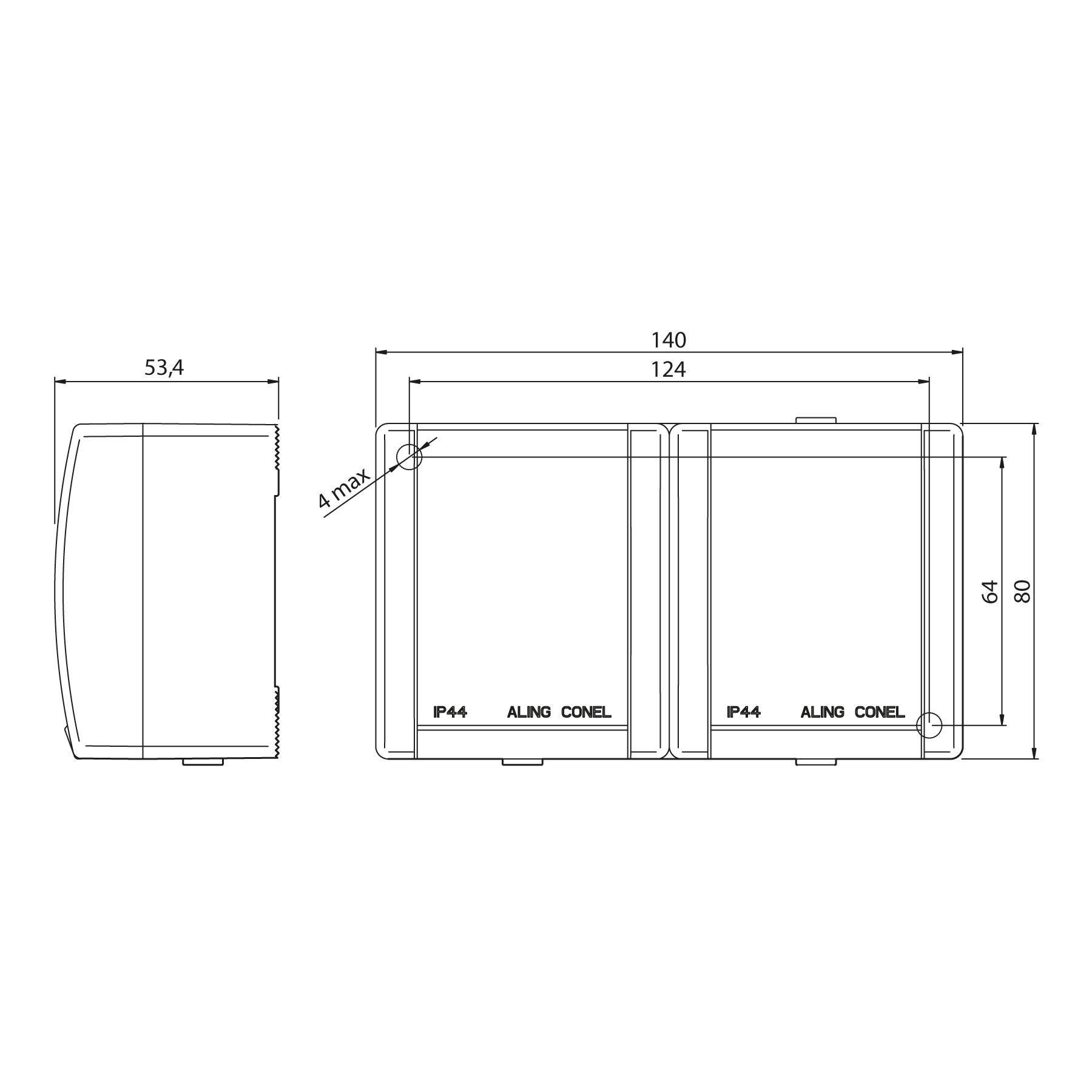 ALING-CONEL 2-fach Aufputz Schutzkontakt Steckdose mit Klappdeckel 16A/250V~ / IP44 - Weiß-4
