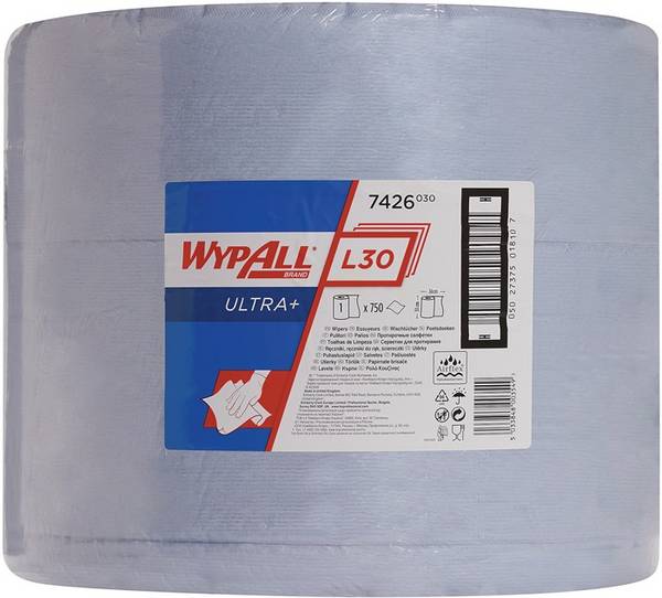 Putztuch WYPALL L30 ULTRA 7426 L.ca.380xB.ca.370mm blau Rl.
