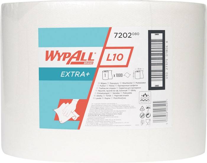 Putztuch WYPALL L10 EXTRA 7202 L.ca.380xB.ca.235mm weiß 1-lagig,perforiert
