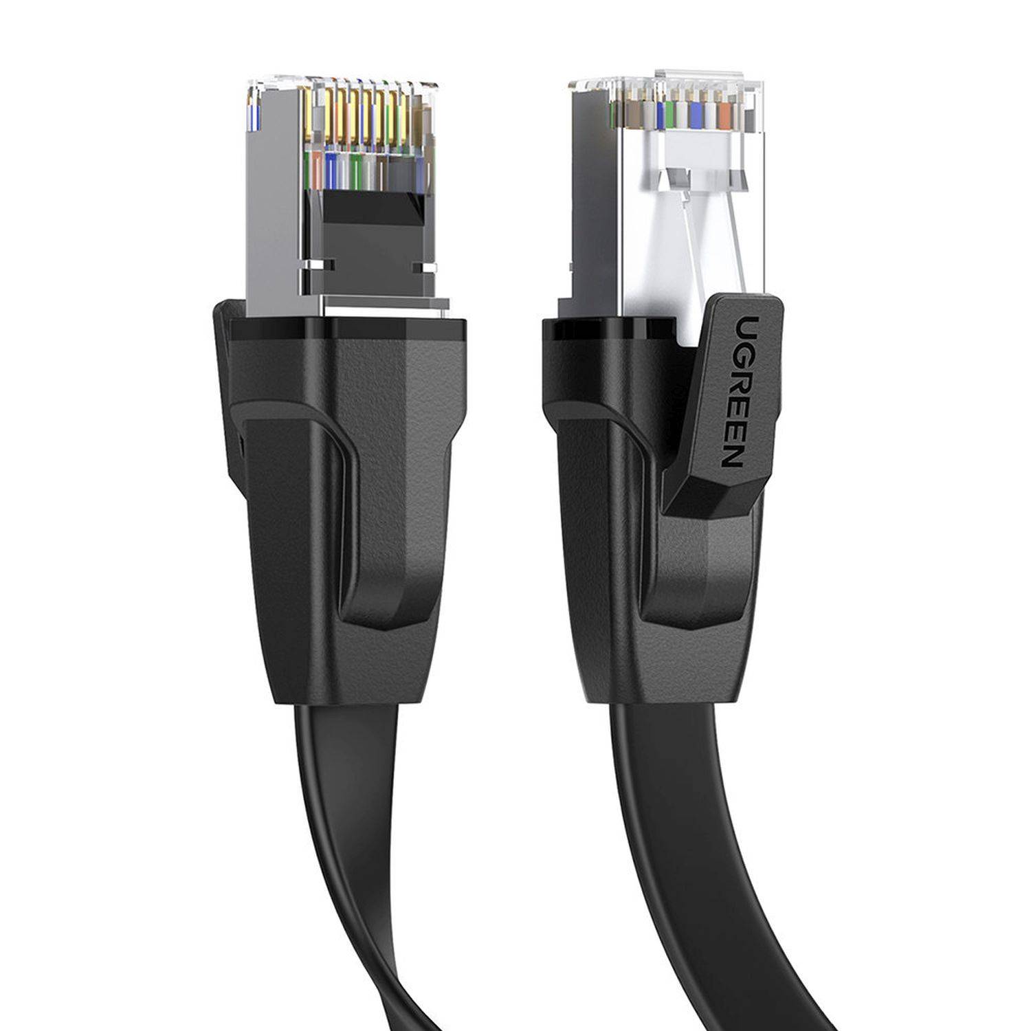 Ugreen 1m LAN Ethernet Cat.8 U / FTP Kabel flach Netzwerkkabel LAN Kabel Schwarz (NW134)-1