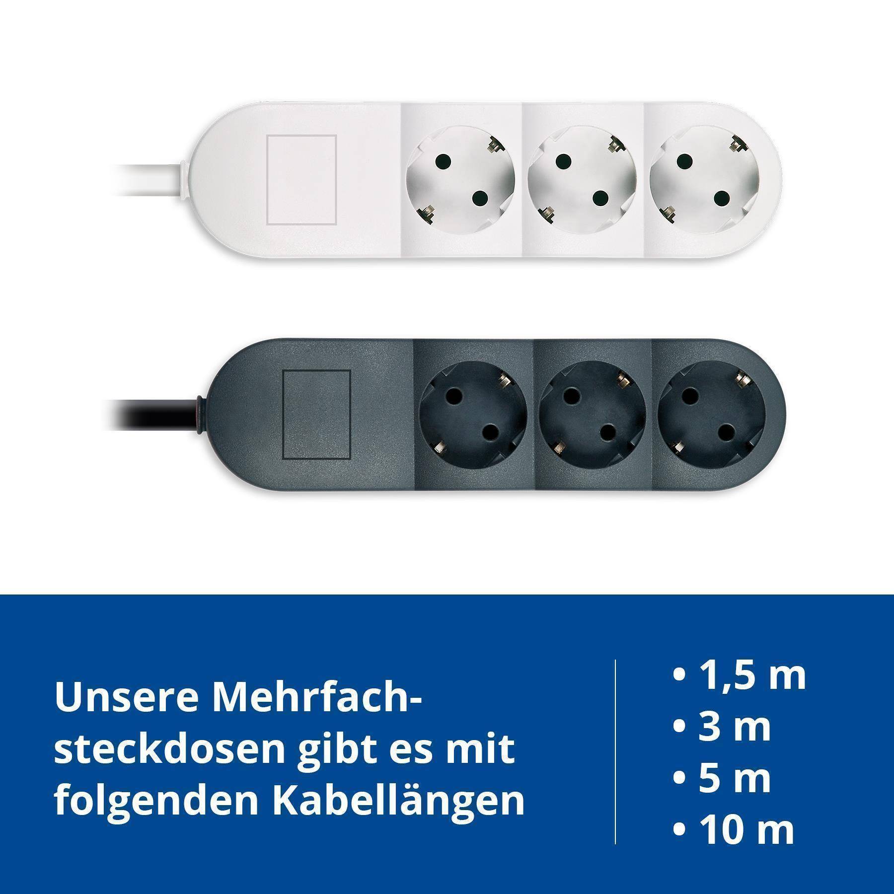 ALING-CONEL 3-fach Schutzkontakt Steckdosenleiste 16A/ 250V~ (3 m Verbindungskabel) mit Kinderschutz Weiß (RAL 9003)-2