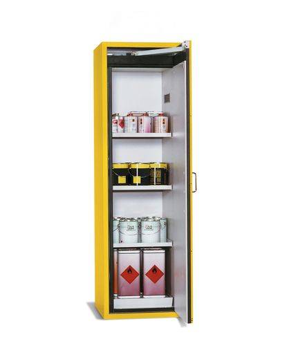 asecos Feuerbeständiger Gefahrstoffschrank G-601, mit 3 Einlegeböden, Türanschlag rechts, gelb-0