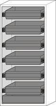 asecos Feuerbeständiger Gefahrstoffschrank Edition-G, 6 Auszugswannen, gelb, Typ GA 900-6-3