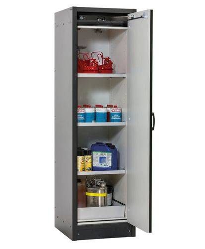asecos Feuerbeständiger Gefahrstoffschrank Basis-Line, grau, 3 Einlegeböden, Typ 30-93L, FM-0