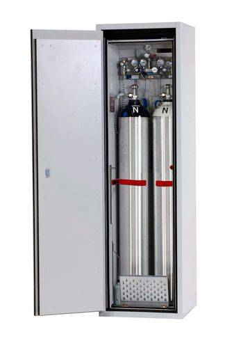 asecos Gasflaschenschrank feuerbeständig G90, 2 x 50 l Flaschen, B 600 mm, Tür rechts, grau-1