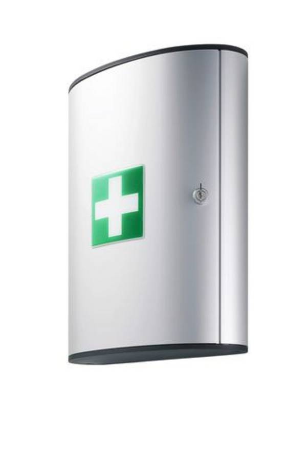 Erste-Hilfe-Schrank aus Aluminium, mit 3 schwenkbaren Fächern, ohne Inhalt