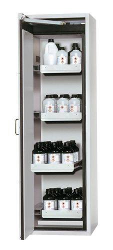 asecos Feuerbeständiger Gefahrstoffschrank Edition, 4 Auszugswannen, Türanschlag rechts, grau-0