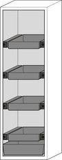 asecos Feuerbeständiger Gefahrstoffschrank Edition, 4 Auszugswannen, Türanschlag rechts, grau-3